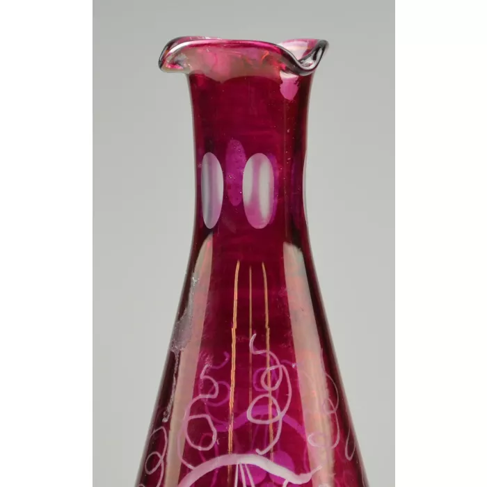 Etched Glass Floral Pattern Bud Vase - 6" Tall