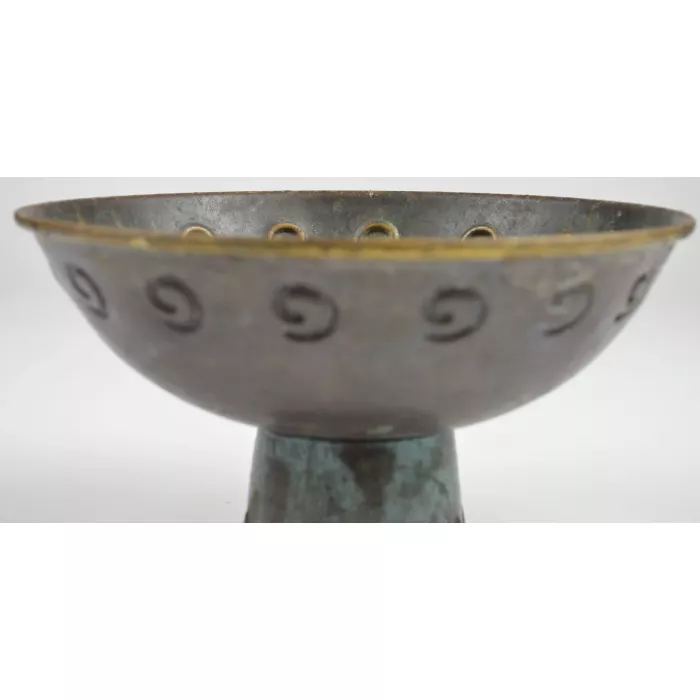 Decorative Footed Pedestal Metal Bowl - 5" Tall