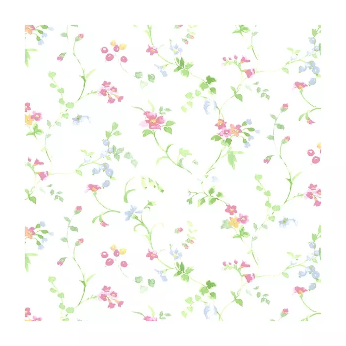Floral Vine Wallpaper Yellow, Green, Blue, Pink Norwall Wallcovering PR33824