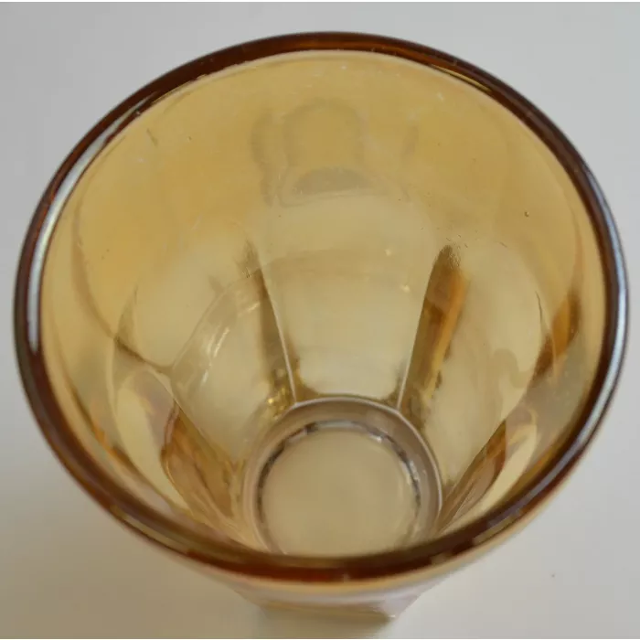 Vintage Glass Tumbler - Peach Lustre Arch Pattern - 4.875" Tall