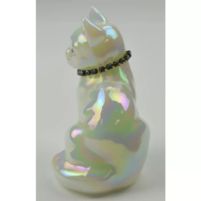 Fenton Art Glass - March Cat Figurine - Iridized (Carnival) Glass - T. Watson