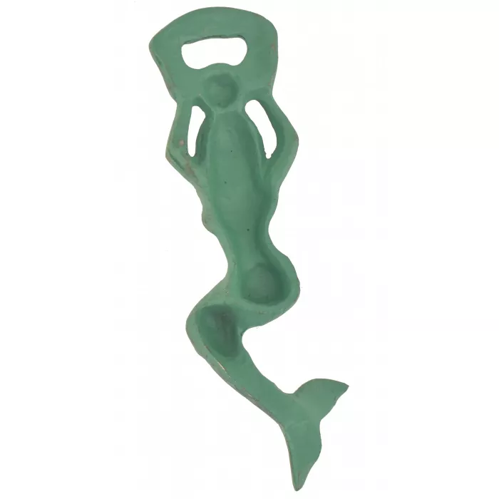 Mermaid Bottle Opener - Green With Bronze Accents - 7.25" Long