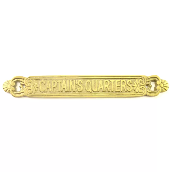 Metal Nautical Plaque / Sign - Captain's Quarters - Gold Toned