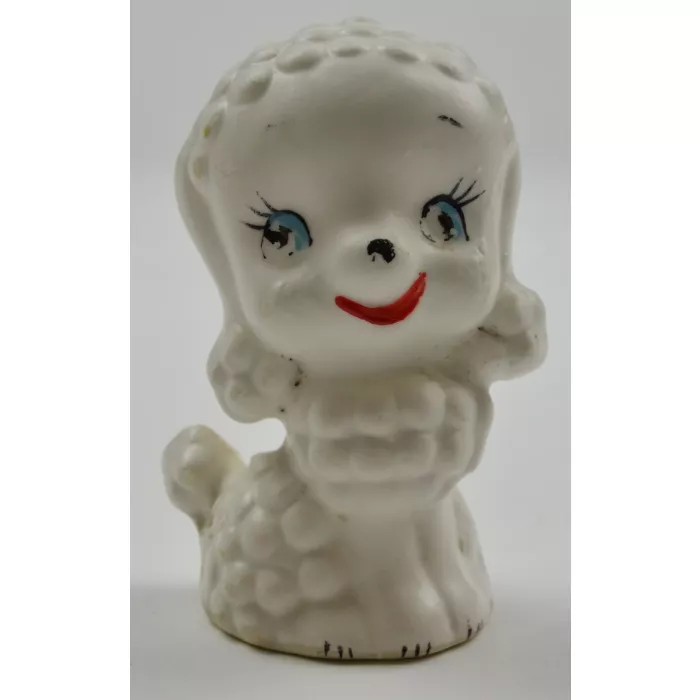 Vintage White Ceramic Poodle Salt & Pepper Shakers - 3.25" Tall