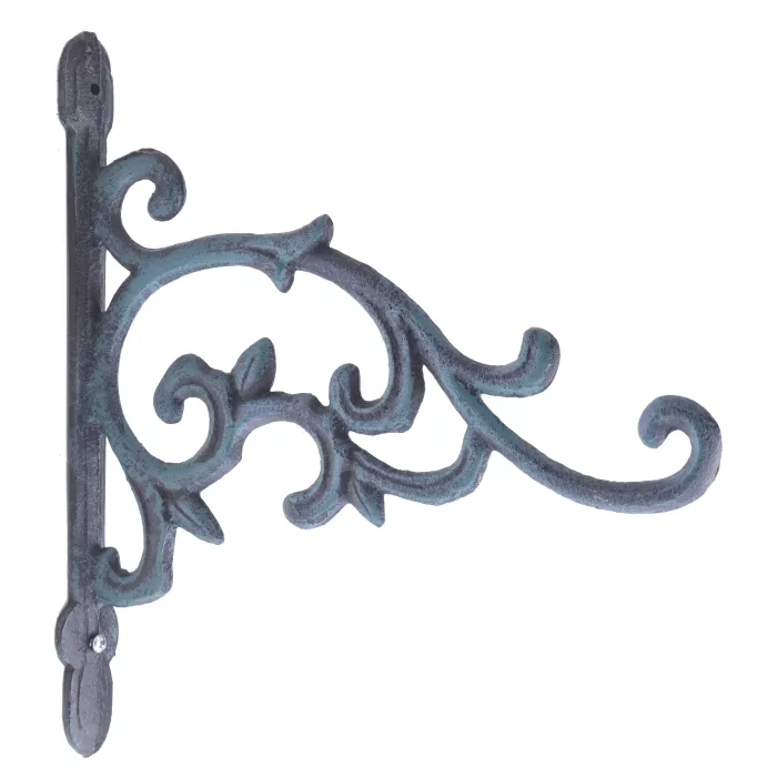 Decorative Plant Hanger - Flower Bud Vine - Verdigris Cast Iron - 9.25" Deep