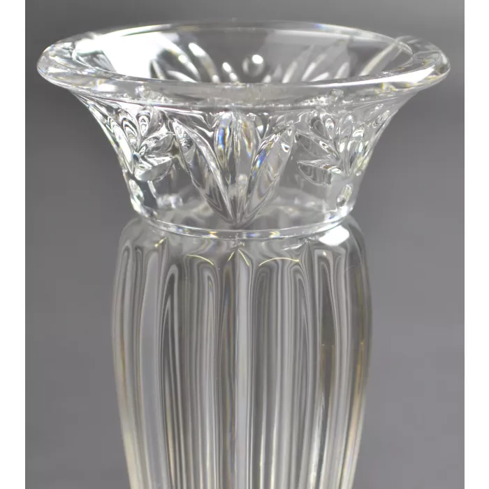 Crystal Vase - Holly & Panel Pattern Bud Vase - 7.375" Tall