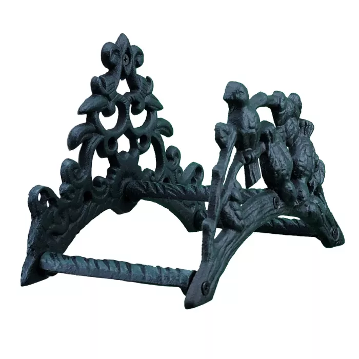 Cast Iron Garden Hose Holder - Birds On Branch - 9" Wide-Verdigris