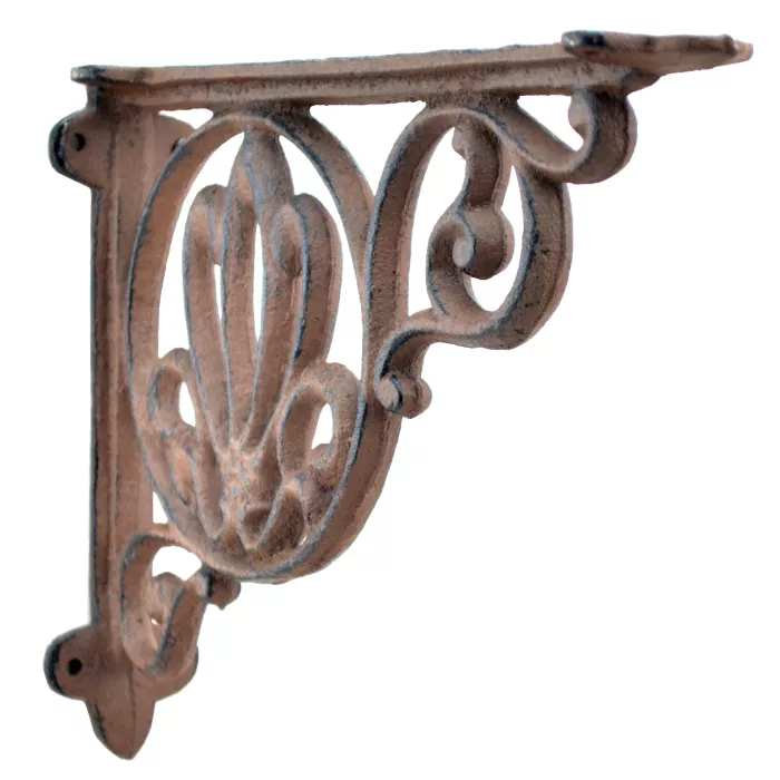 Nautical Shelf Bracket - Clamshell - Rust Brown Cast Iron - 8.625" Deep