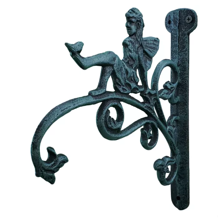Pixie Fairy Cast Iron Plant Hanger - Verdigirs - 9" Deep