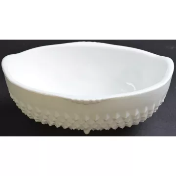 Milk Glass Diamond Point Toed Candy Dish - 8.5 Wide