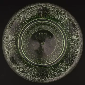 Tiara Crystal - Sandwich Light Green Pattern - Salad Plate - 8.375 Wide