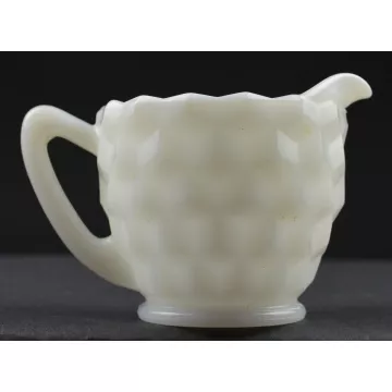 Jeannette Glass - Cube White Pattern - Creamer - 2.5 Tall