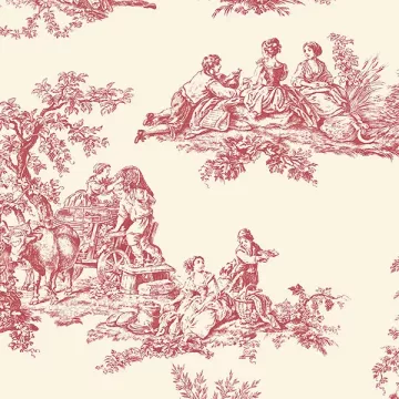 Romantic Toile Wallpaper Red, Cream Norwall Wallcovering GC29851
