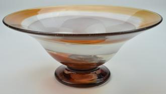Daniel Edler Hand Blown Glass bowl orange clear beautiful