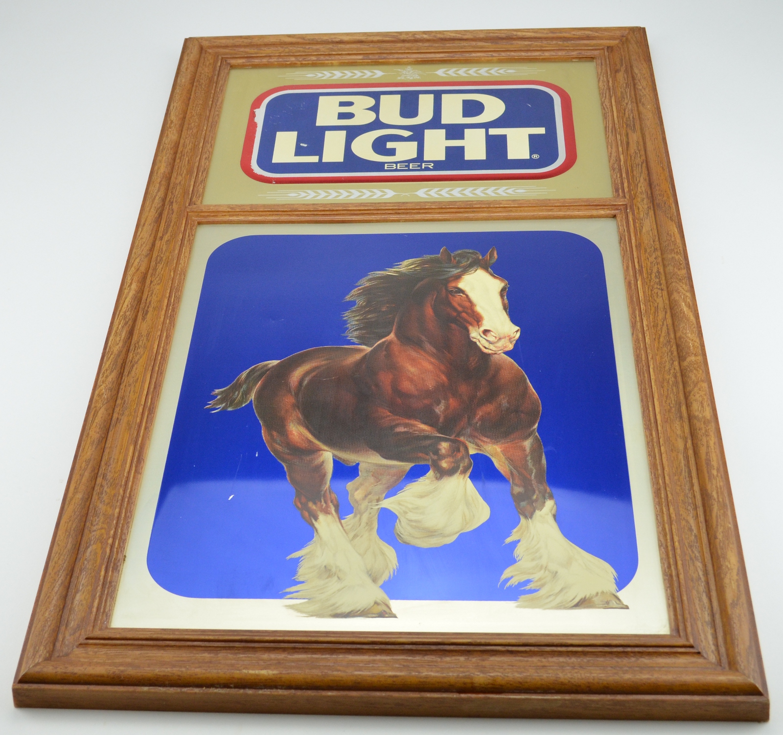 Bud Light Clydesdale Advertising Mirrored Sign - Vintage 1986