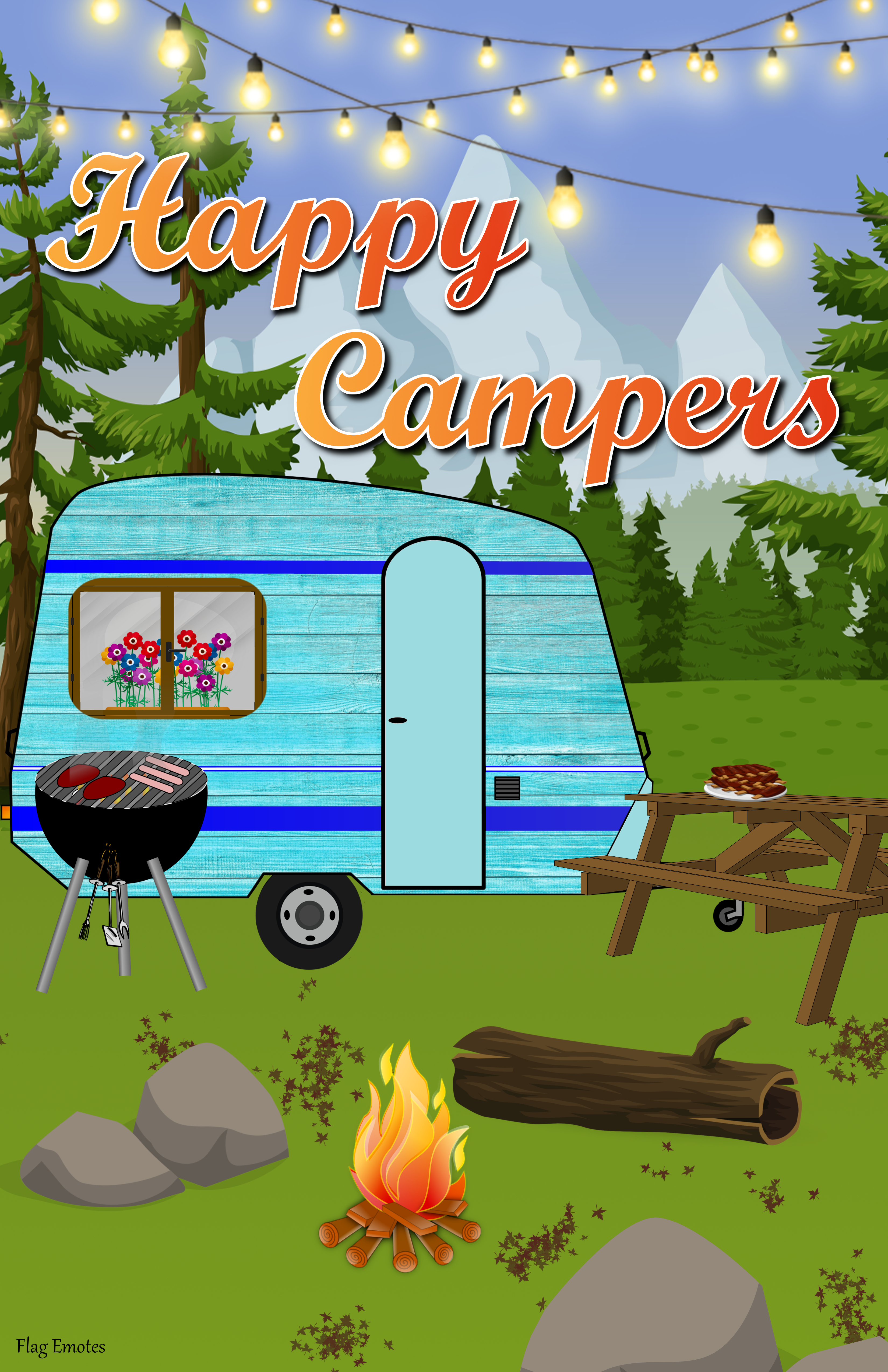 Flag Emotes - Double Sided Garden Flag - Happy Campers