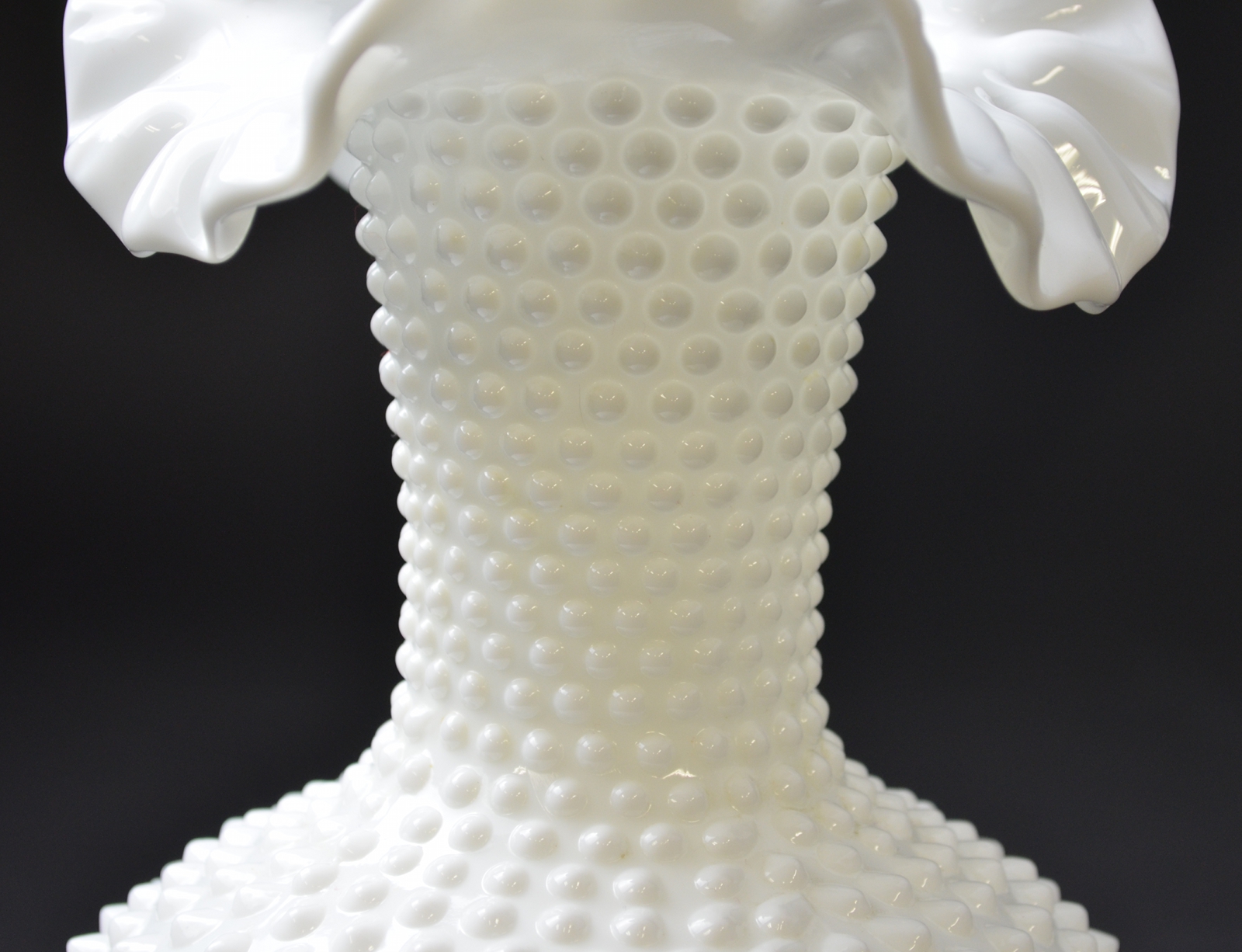 Fenton Art Glass - Hobnail Milk Glass Pattern - Double Crimped Vase