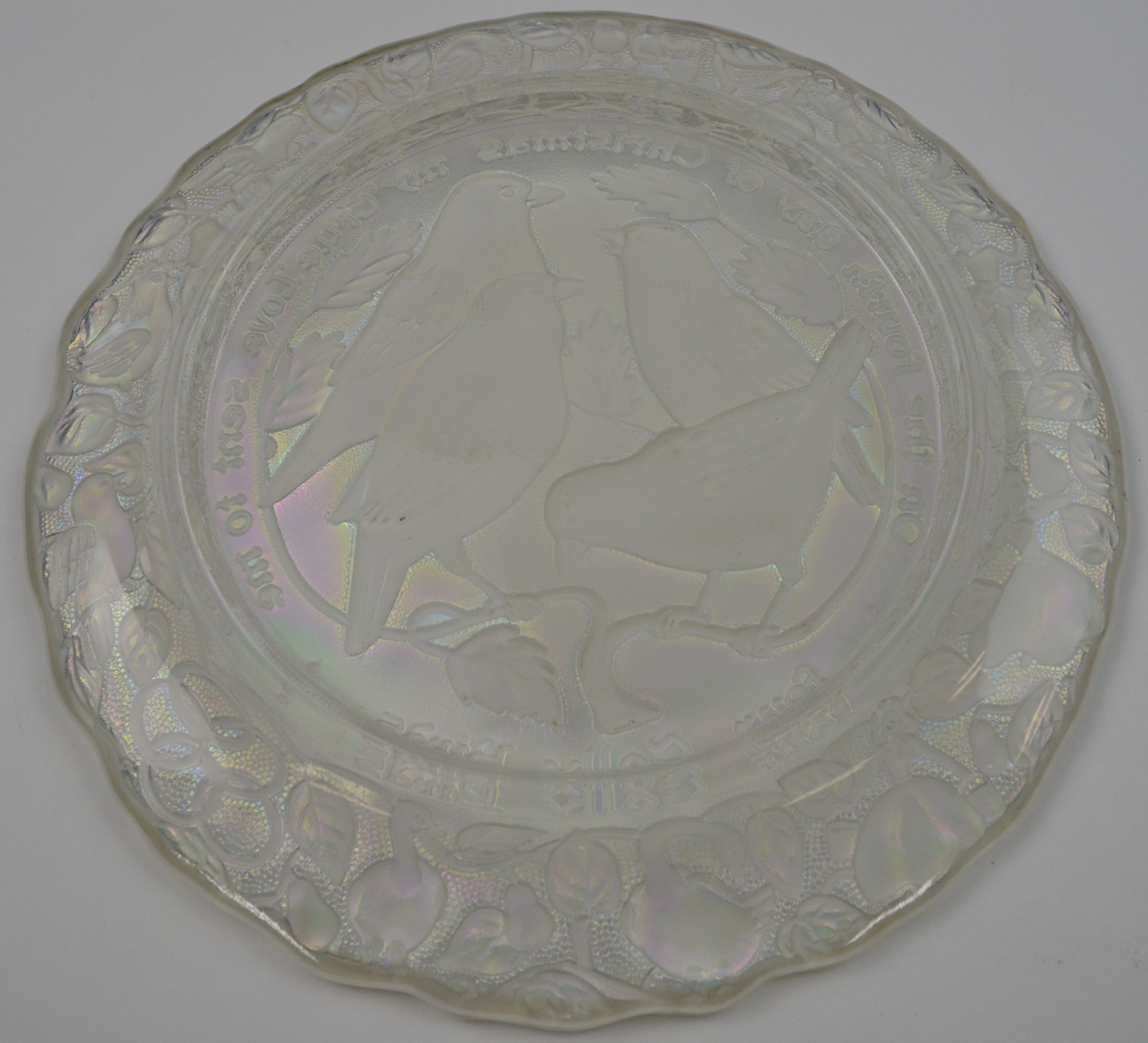 Imperial Glass 12 Days Of Christmas Pattern - Four Colly Birds Plate - No. 4