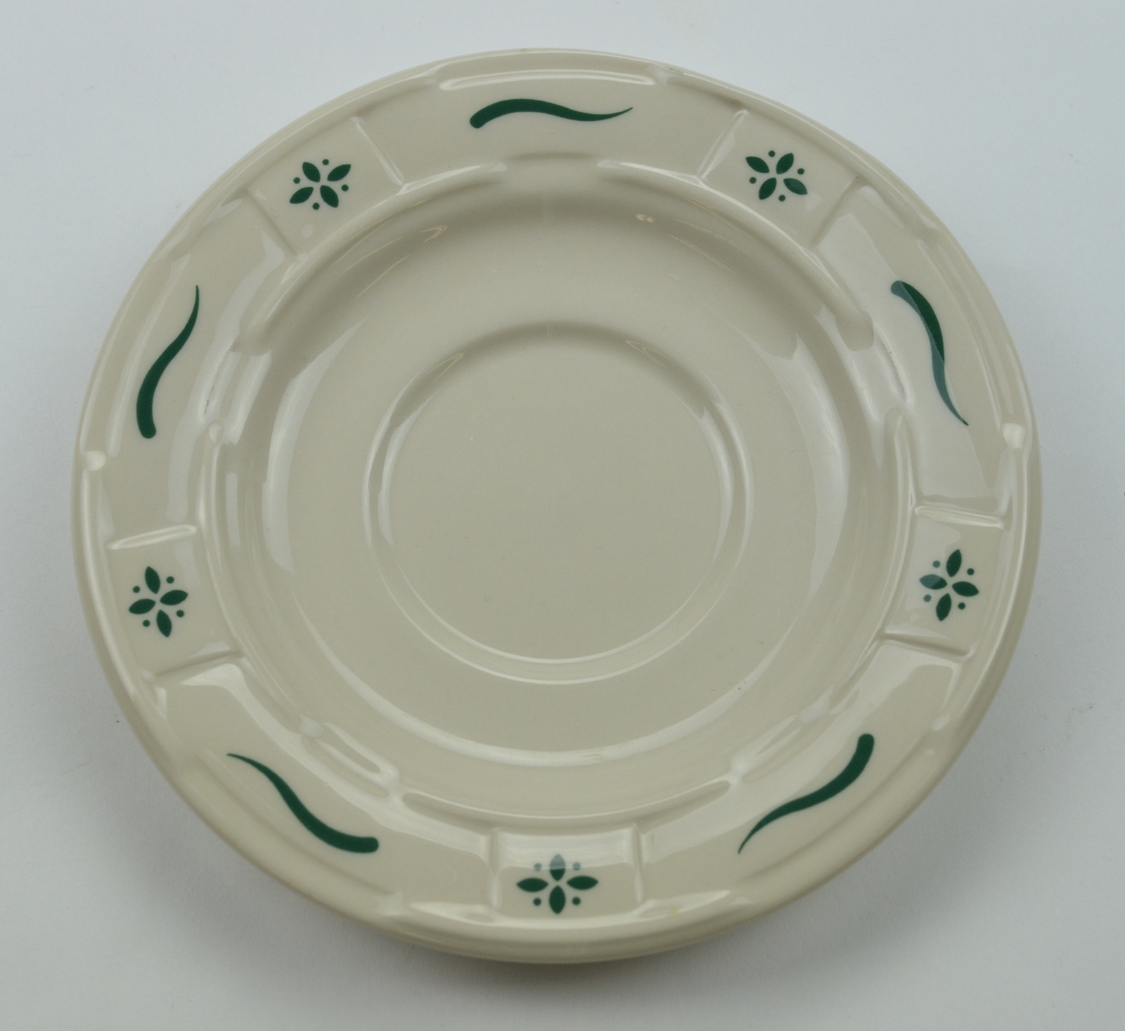 Longaberger - Woven Traditions Heritage Green Pattern - Flat Cup Saucer