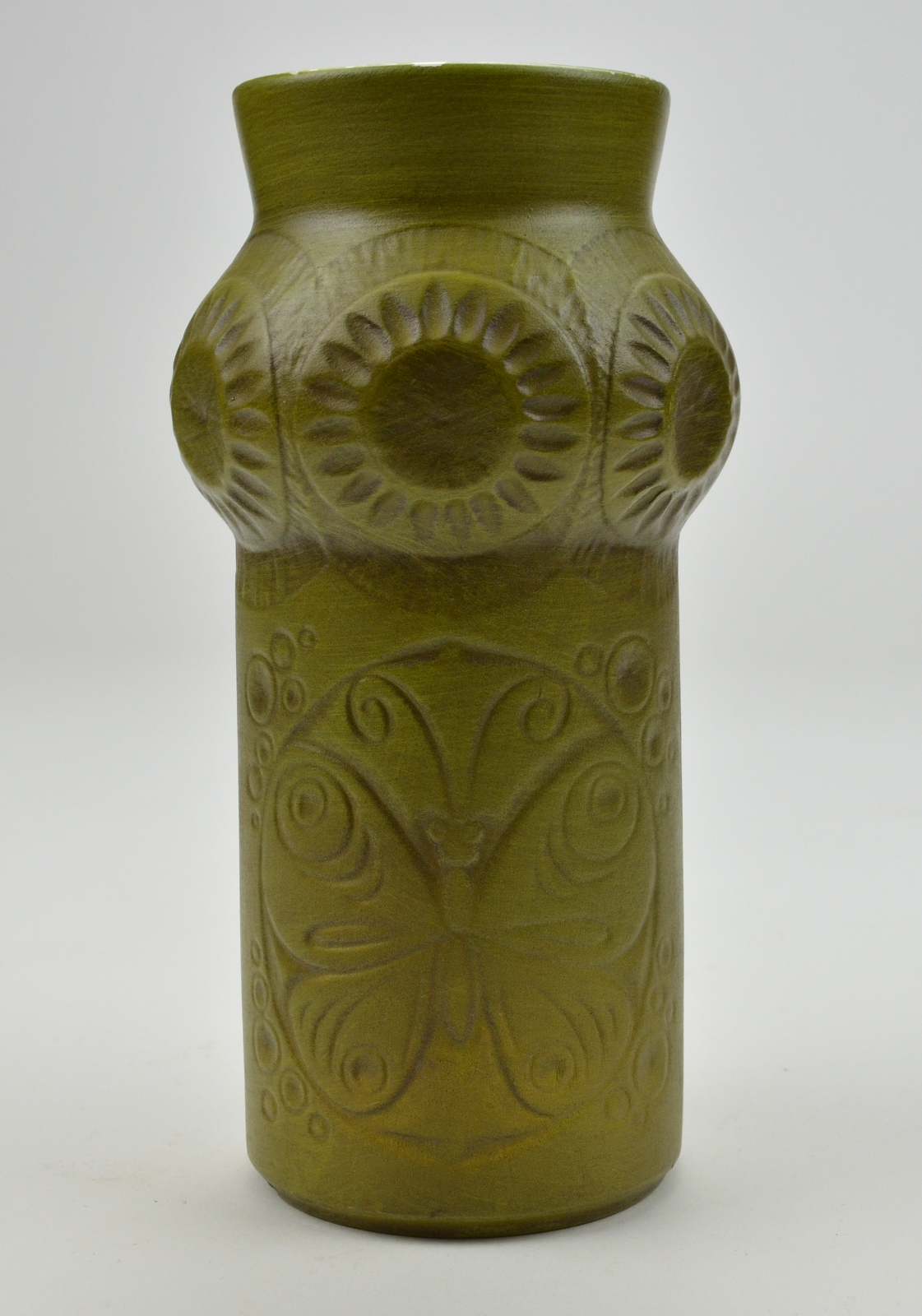 McCoy Art Pottery - 620 Green Butterfly Design Vase - 9 Tall