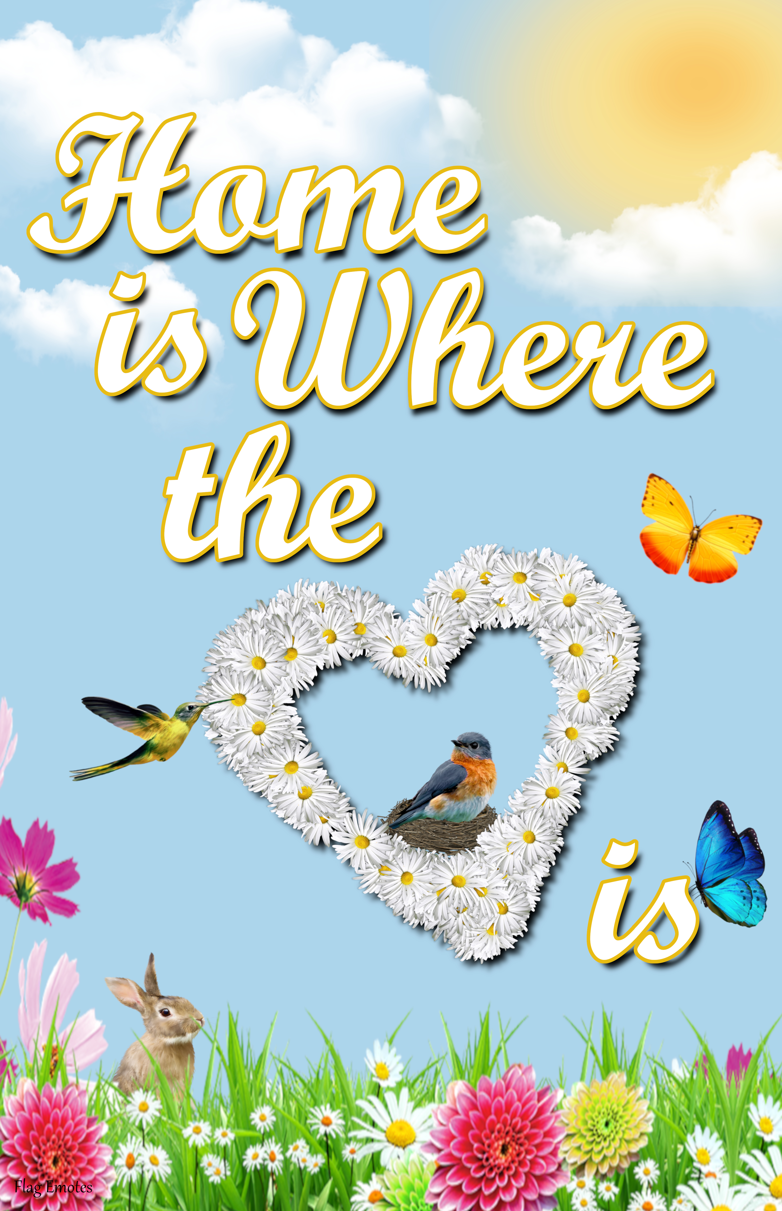 Flag Emotes - Double Sided Garden Flag - Home Is Where The Heart Is Floral
