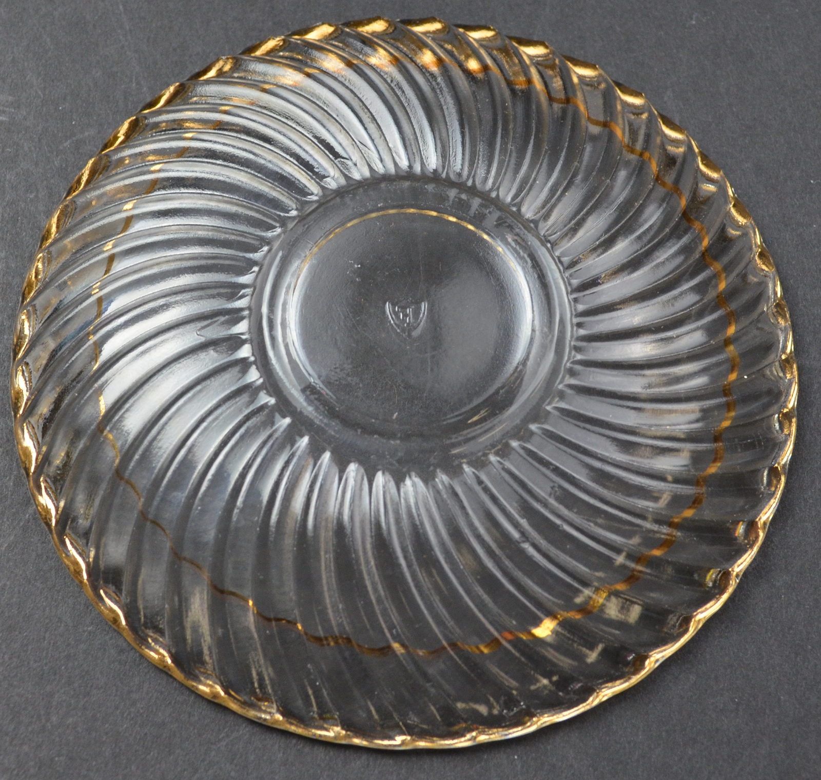 Federal Glass - Diana Gold Trim Pattern - Flat Cup Saucer - 4.25 Round