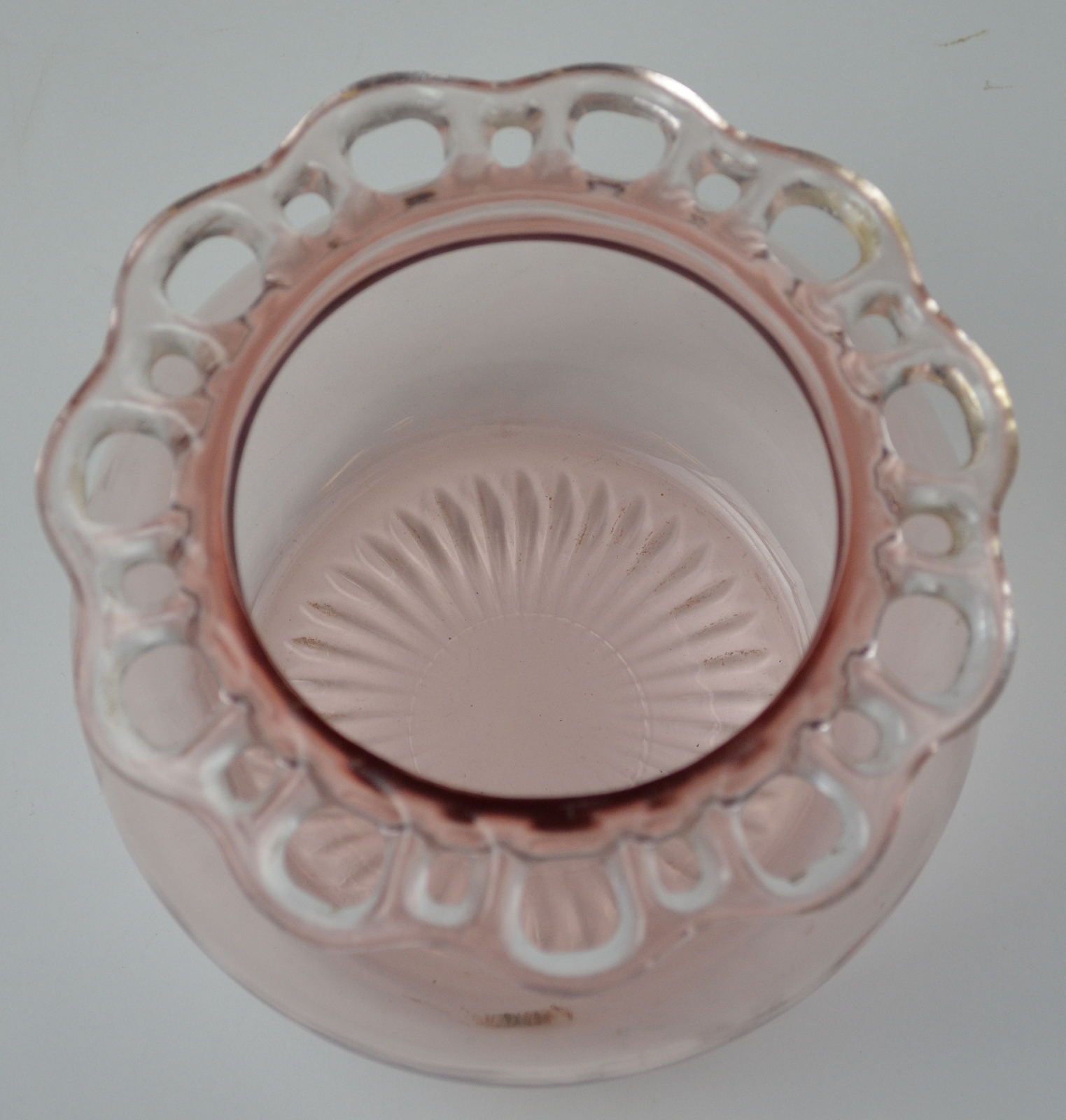 Anchor Hocking - Lace Edge Pink Pattern - Cookie Jar