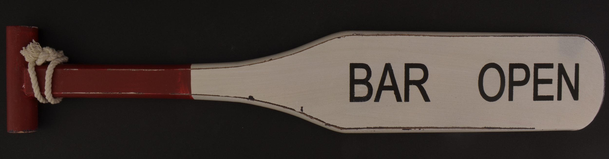 Wooden Boat Oar Hanging Wall Sign - Bar Open - 23.375 Long