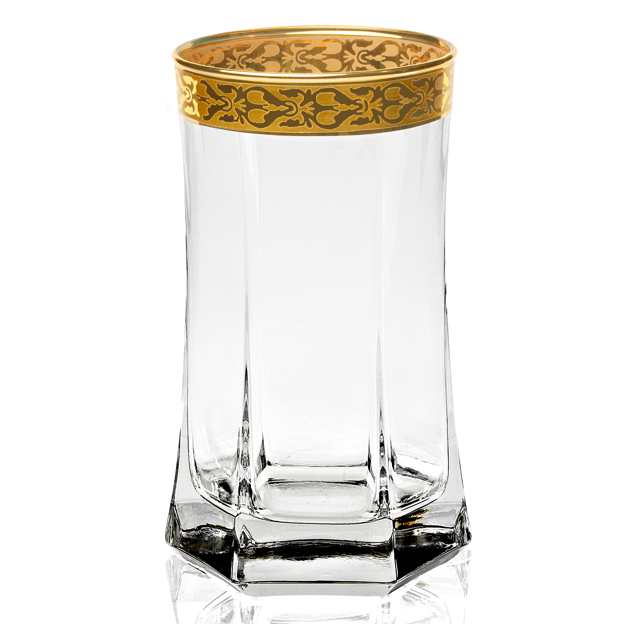 Lorren Home Trends - Venezia Pattern - Set Of 4 High Ball Tumblers - 16 oz.