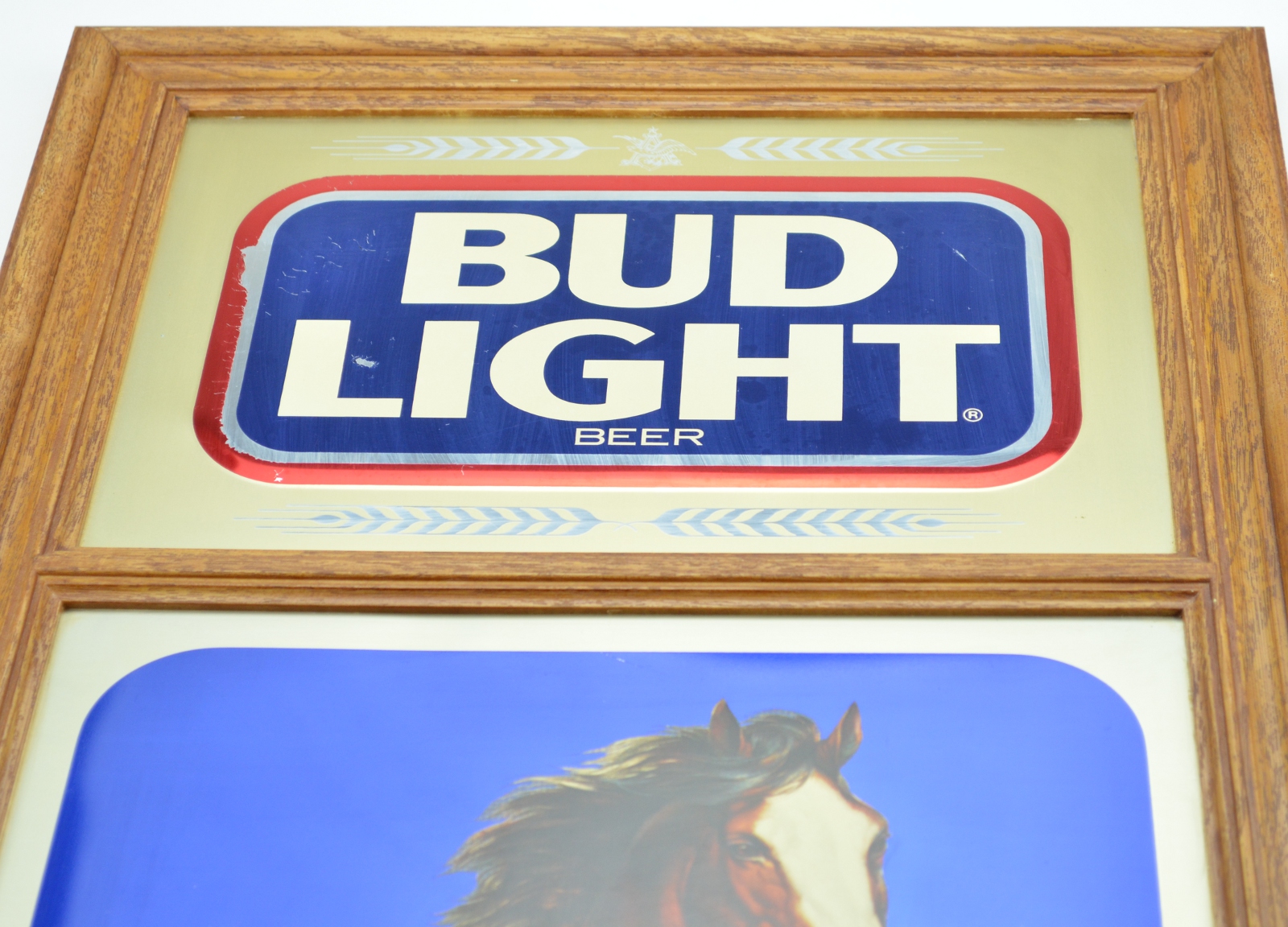 Bud Light Clydesdale Advertising Mirrored Sign - Vintage 1986