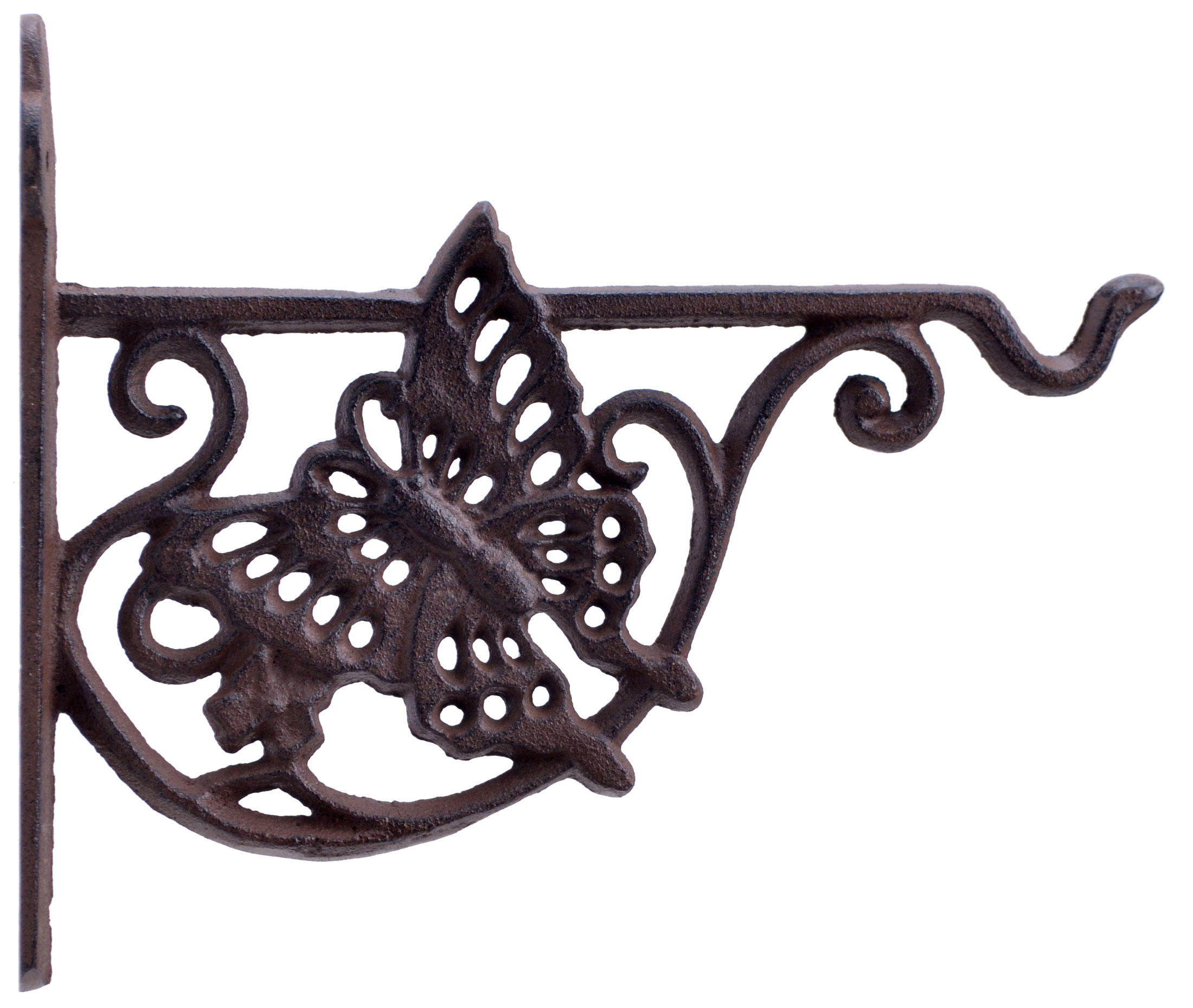Decorative Cast Iron Plant Hanger Flower Basket Hook - Butterfly - 7.75" Deep
