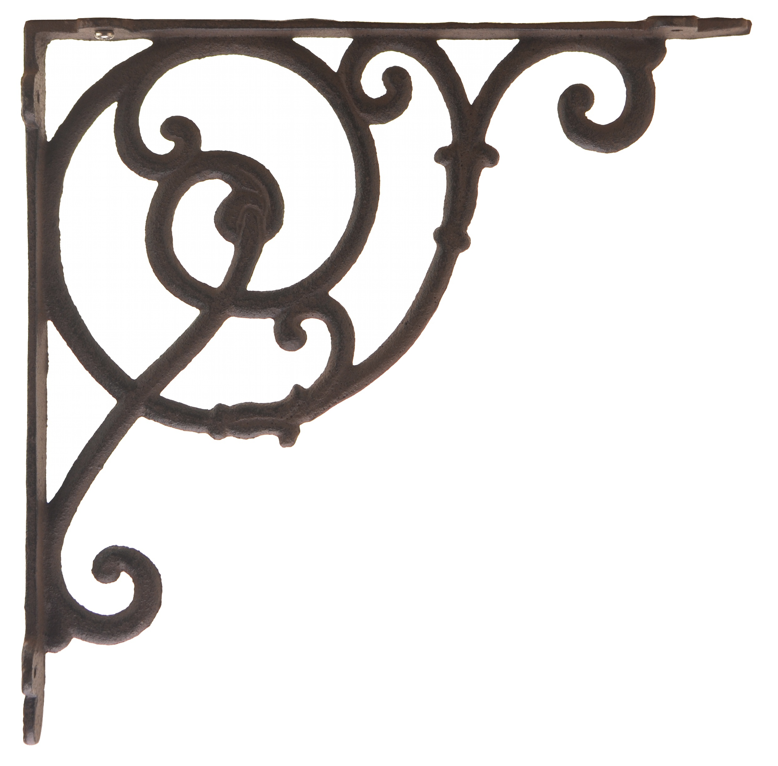 Decorative Cast Iron Wall Shelf Bracket - Ornate Vine - Rust - 10" Deep