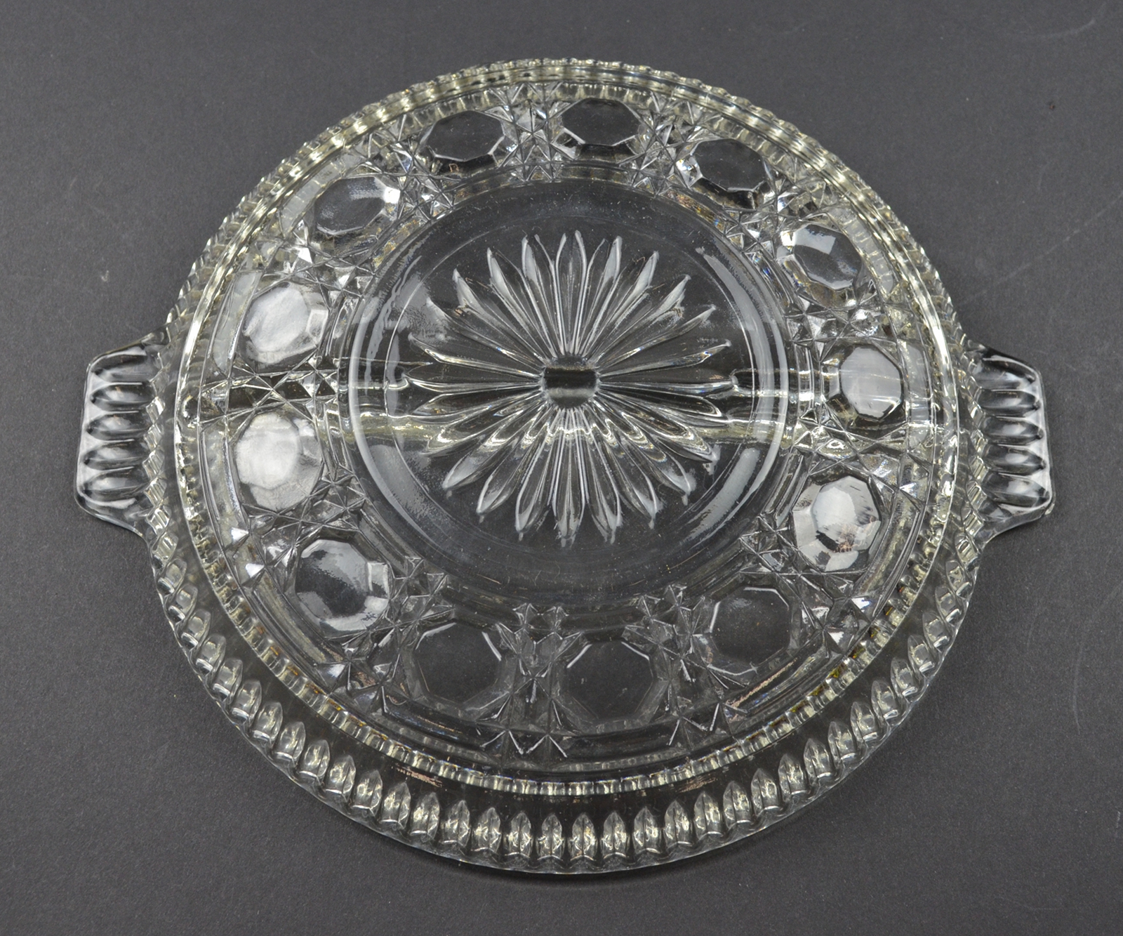 Federal Glass - Windsor Clear Pattern - Two Part Relish Dish - 8.375