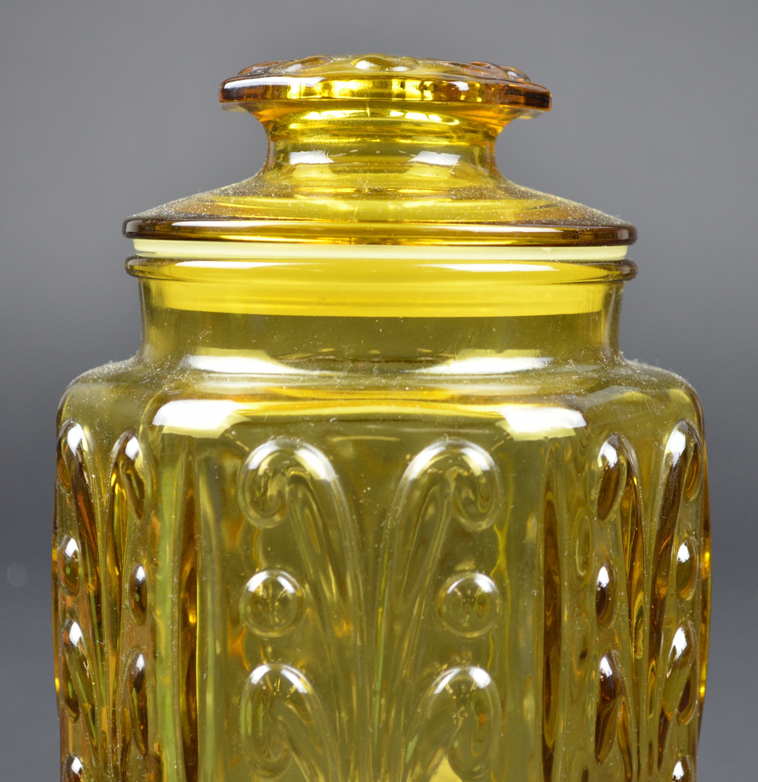 Imperial Glass - Harvest Gold Pattern - Lidded Canister - 9.5 Tall